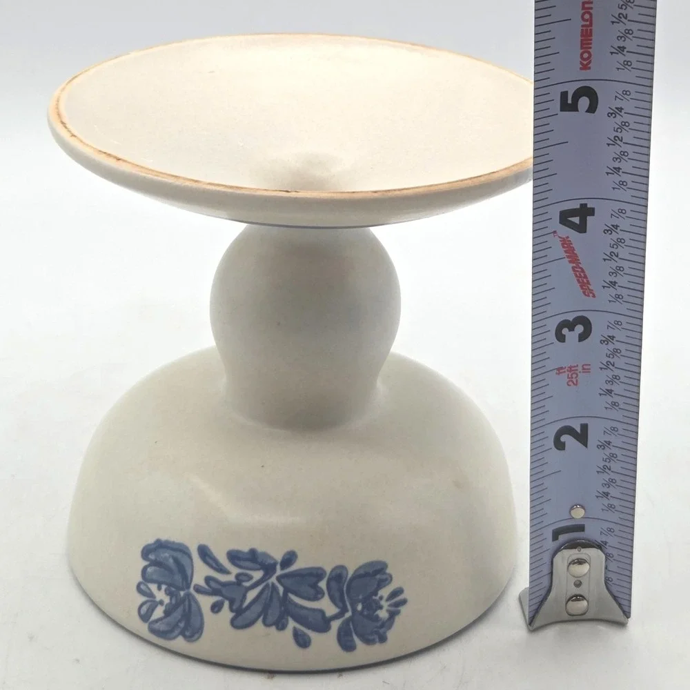 Vintage Platzgraff Yorktowne Stoneware Candle Holder‎ With Blue Floral Design